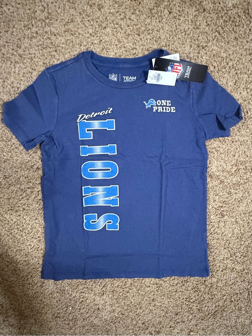 NFL Detroit Lions Youth Royal Blue 'LIONS' Graphic Tee